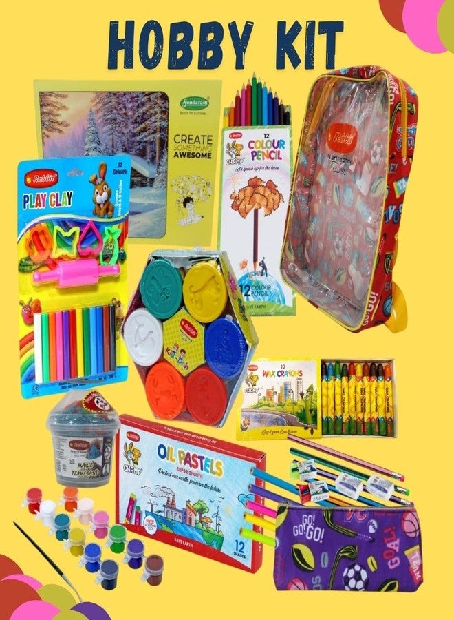 Rabbit School Play & Learn Kit for Kids | Play Dough, Oil Pastels, Wax Crayons, Color Pencils | Art & Craft Drawing Kit | Hobby Bag | DIY Kit for Kids 3 Years & Up - Image 4